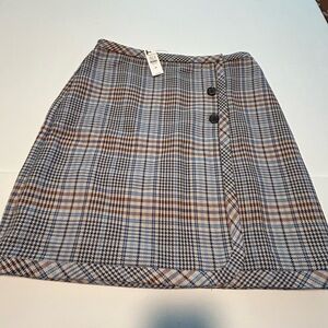 Talbots Plaid Wrap Skirt Blue/Brown